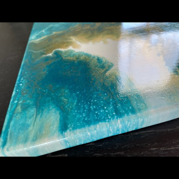 Turquoise Heaven - Coastal Fluid Art painting 16x20 - Picture 9 of 9